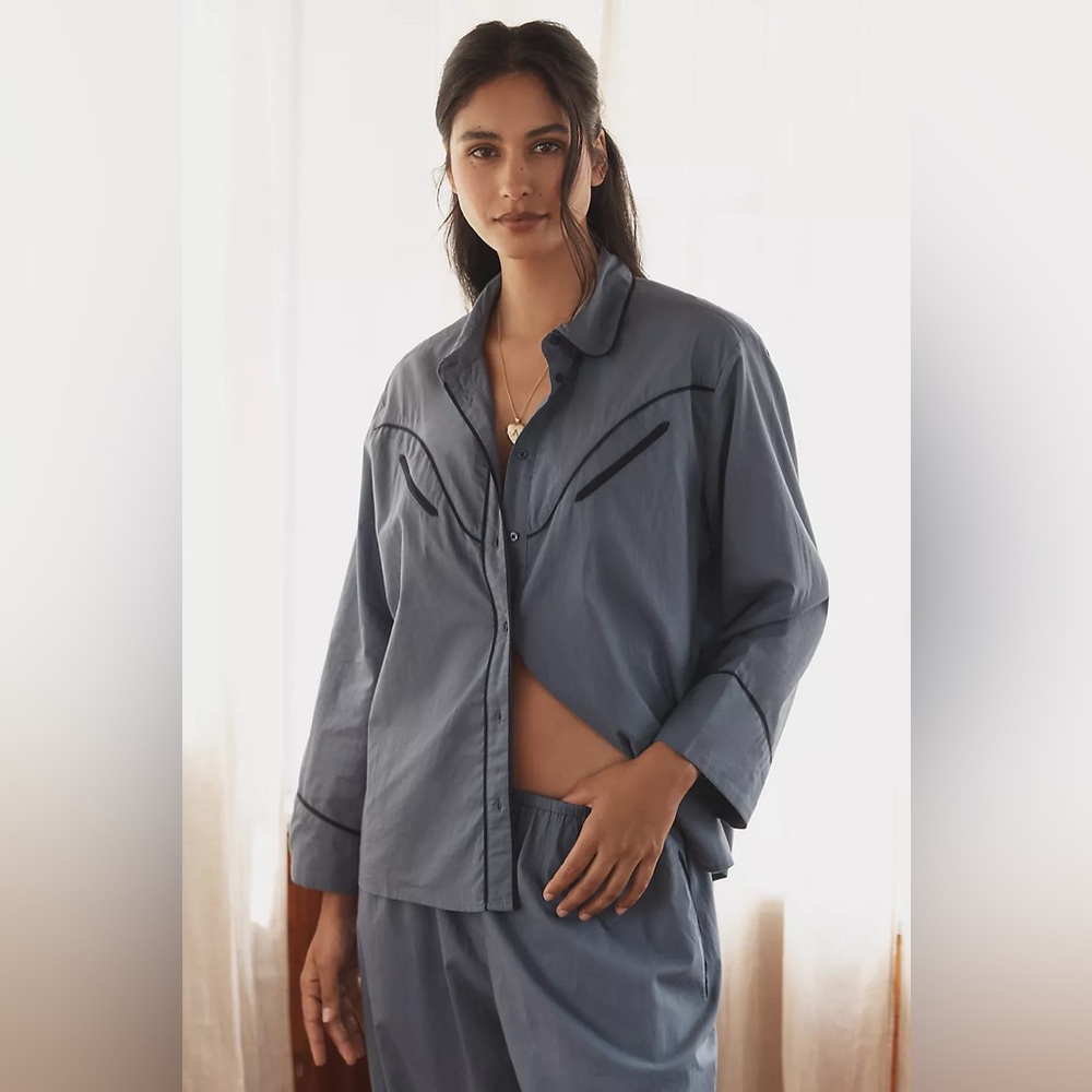 THE GREAT. Western Pajama Shirt Size 2 Anthropologie Pajama Top Medium - Picture 2 of 10